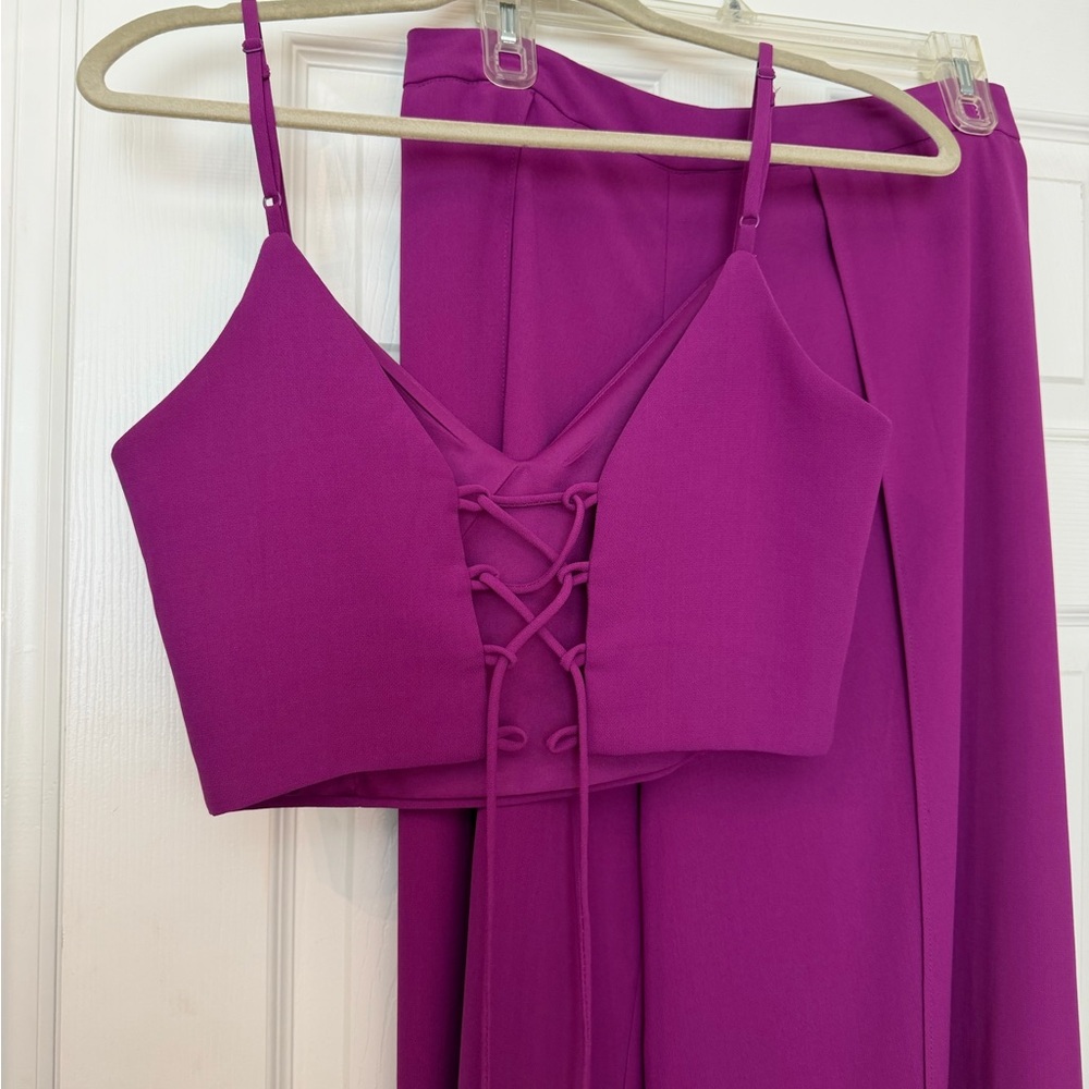 Lulu’s Out Tonight Magenta Two-Piece Jumpsuit Size M - Picture 6 of 8